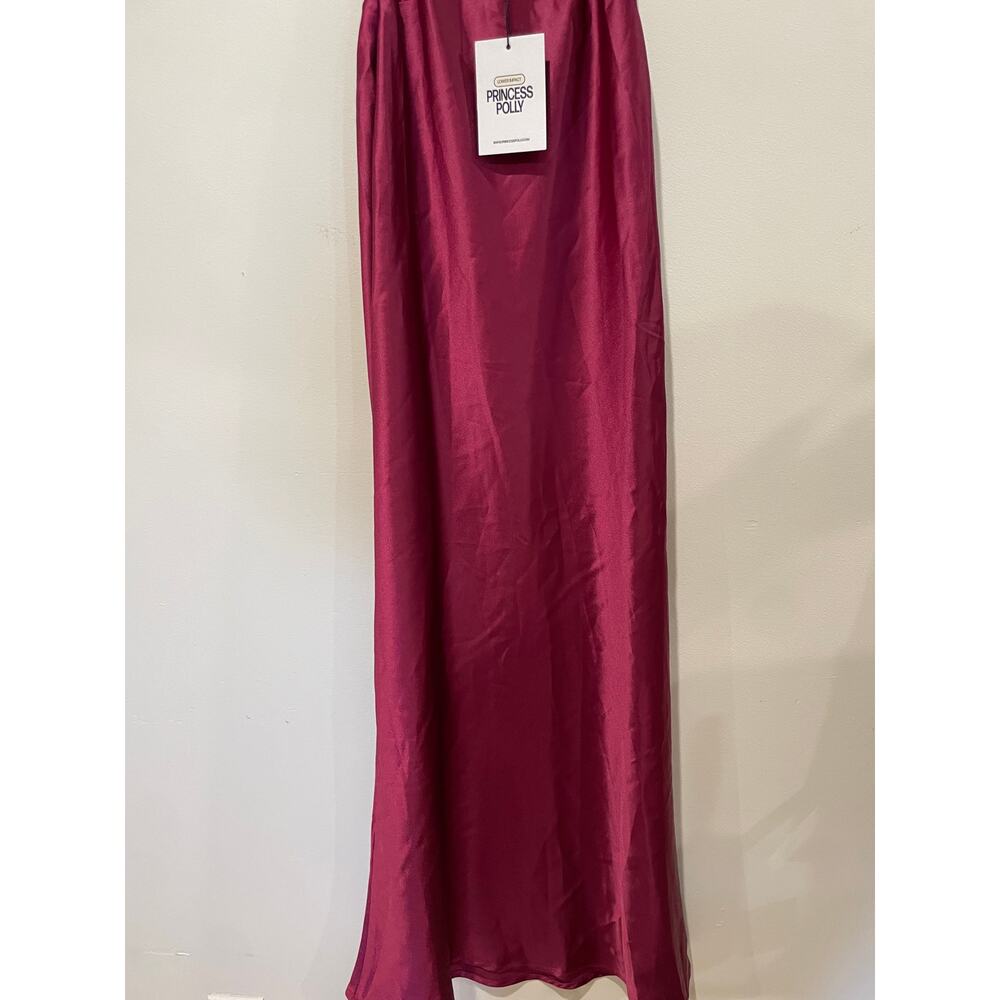 NWT Princess Polly Birchwood Silk Sheer Lace Cutout Maxi Dress Wine Women's Sz 0 - Picture 5 of 6